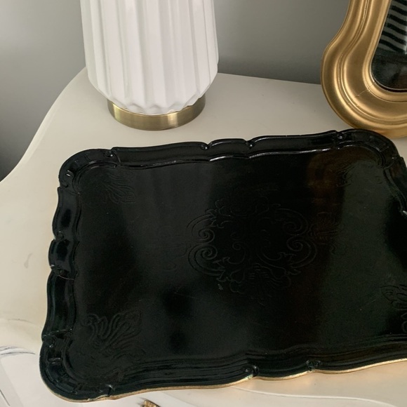 R+D. Lab Sara tray black gold wooden made in Italy hand made modern glam - Picture 12 of 14